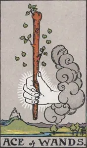 Ace of Wands, classic RWS illustration