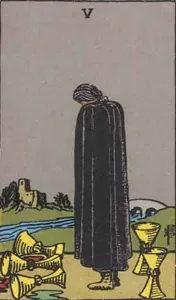 Five of Cups, classic RWS illustration