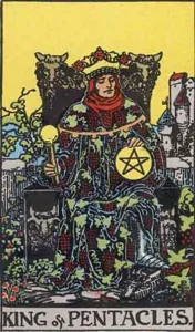 King of Pentacles, classic RWS illustration