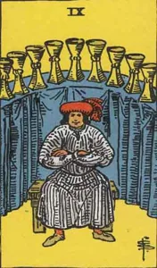 Nine of Cups, classic RWS illustration