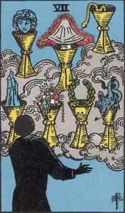 Seven of Cups, classic RWS illustration
